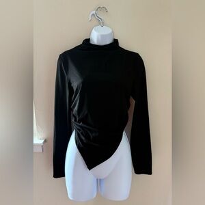 SHEIN Black Asymmetrical Long Sleeve Top